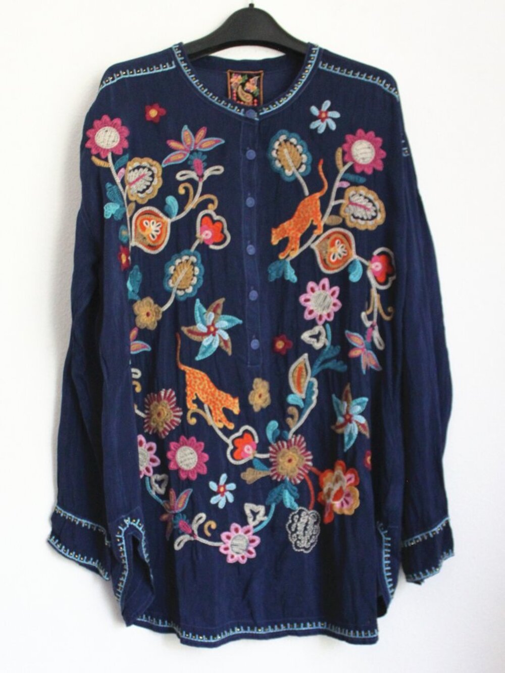 NEW JOHNNY WAS Zinnia Tunic, Embroidery Blouse $350, Size XL